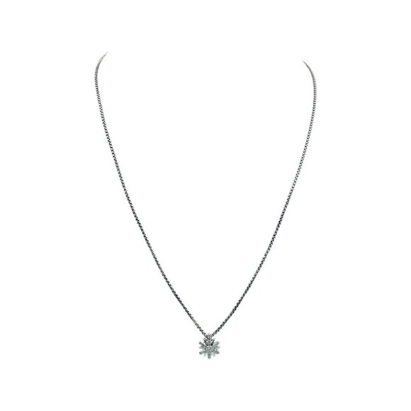 David Yurman Small Starburst Diamond 10mm Sterling Silver Necklace 18" - Picture 3 of 7